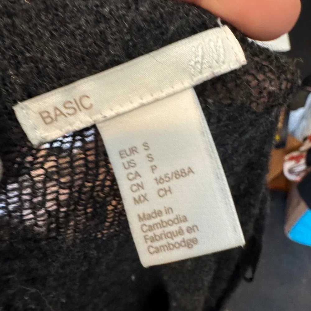 H&M Basic Womens Charcoal Grey Lightweight V-Neck Knit Cardigan‎ Sweater Small